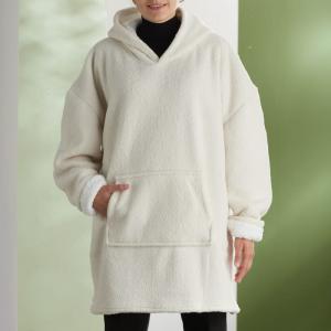 Plaid sweat en bouclette  70x87cm Blanc