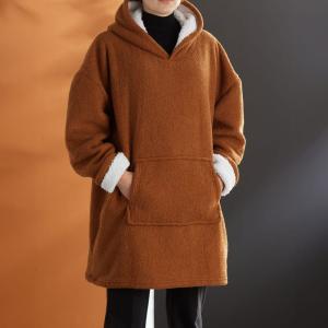 Plaid sweat en bouclette  70x87cm Marron