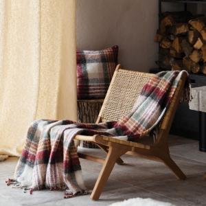 Plaid tartan ecossais  - effet mohair polyester bordeaux 12…
