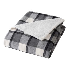 Plaid tartan sherpa chaud 125x150 anthracite