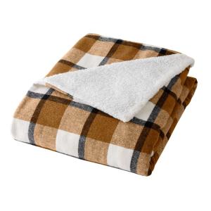 Plaid tartan sherpa chaud 125x150 camel