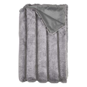 Plaid  ultra doux 120x150cm texturé imitation fourrure gris