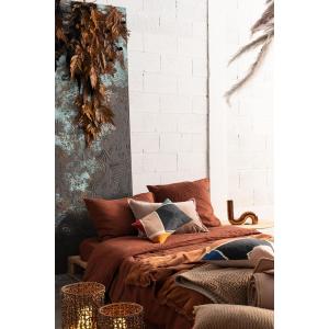 Plaid uni  en coton caramel 135 x 200 cm