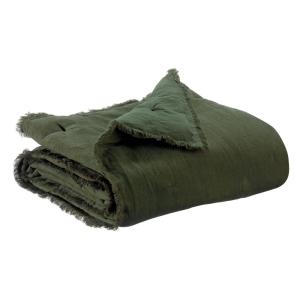 Plaid uni  en coton olive 135 x 200 cm