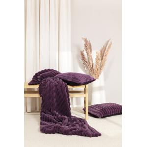 Plaid velours cotelé moelleux imitation fourrure aubergine…