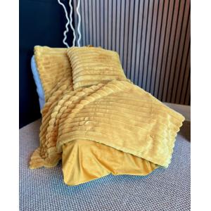 Plaid velours cotelé moelleux imitation fourrure jaune - 14…