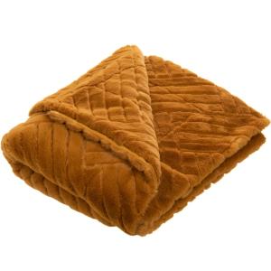 Plaid Victoria Camel 130x170 cm marron en polyester