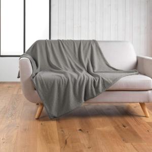 Plaid wooly bouclette unie polyester gris 125x150 cm