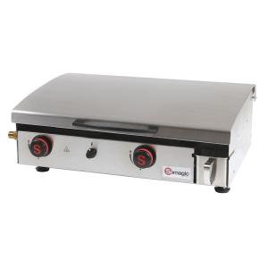 Plancha à gaz avec 2 brûleurs inox argent 63x45x23 cm