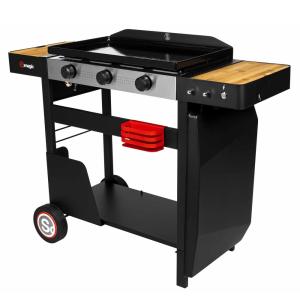 Plancha à gaz sur chariot métal/inox noir 112.5x47.5x88.5 c…