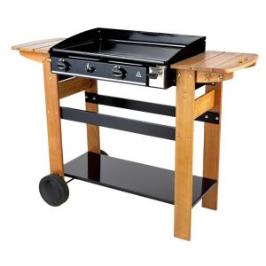 Plancha au gaz 2 brûleurs 6kW et desserte en bois