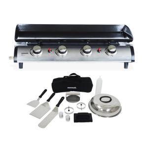 Plancha au gaz 4 brûleurs 10 kw inox avec ustensiles