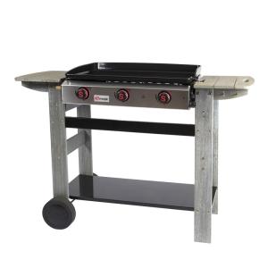 Plancha gaz sur chariot métal argent 63x45x23 cm