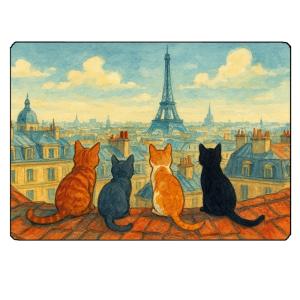 Planche à découper en verre chats de Paris 28,5 × 20 cm