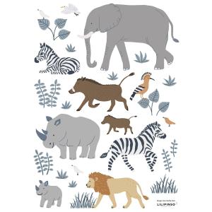 Planche de stickers animaux de la jungle multicolore