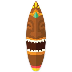 Planche de surf décorative masque tiki 42x146 cm