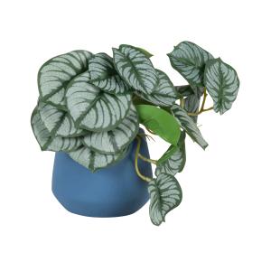 Plante artificielle et pot bleu