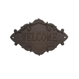 Plaque de porte d'entrée décorative welcome fonte marron 26…