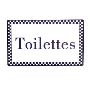 Plaque de porte de toilettes en métal blanc et bleu 15 x 9…