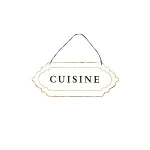 Plaque de porte décorative vintage cuisine fer blanc noir 1…