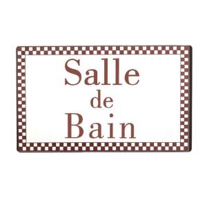 Plaque de porte salle de bain en métal blanc et marron 15 x…