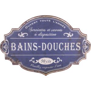 Plaque métallique découpée style rétro bains-douches