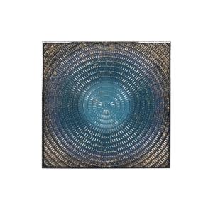 Plaque murale métal bleu et doré 99x4x99cm