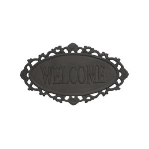 Plaque Welcome en fonte marron 26 x 15 cm