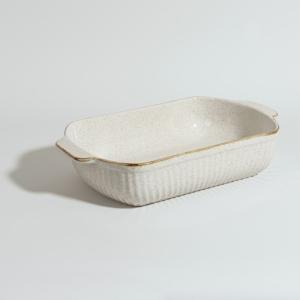 Plat à four en grès beige