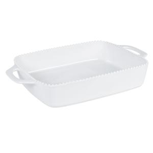 Plat à gratin en céramique perlée blanche L40
