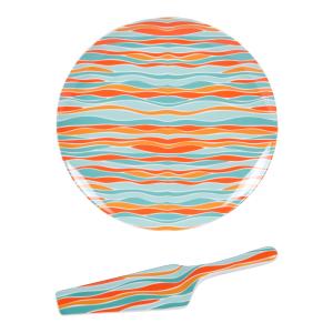 Plat à tarte 31 cm   pelle   multicolore en porcelaine