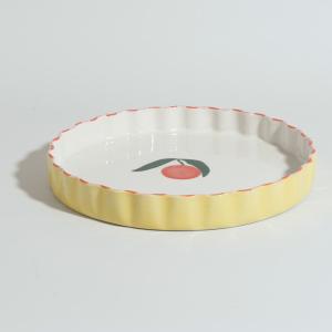 Plat à tarte en céramique motif fruit tricolore
