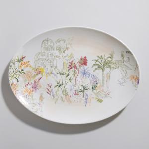 Plat de présentation en céramique motif floral multicolore