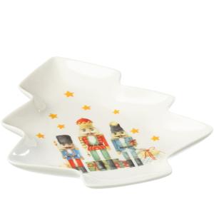 Plat de présentation en forme de sapin motif casse noisette