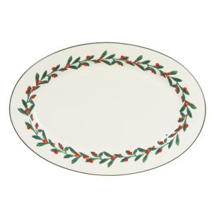 Plat de présentation en porcelaine blanche motifs rouges et…