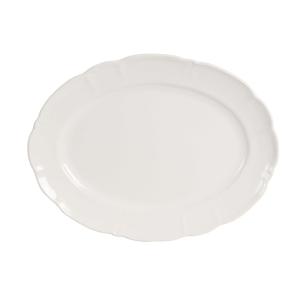 Plat de présentation ovale en grès blanc