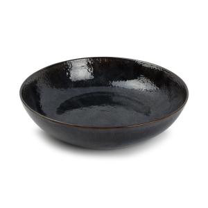 Plat de service bleu en grès 31xh7cm
