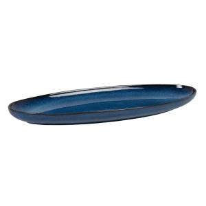 Plat de service en faïence bleue