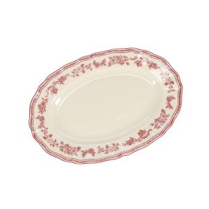 Plat de service rouge en porcelaine 32,5x22,5cm