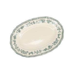 Plat de service vert en porcelaine 32,5x22,5cm