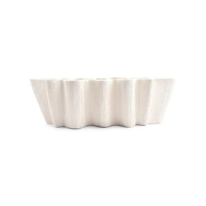 Plat décoratif beige en grès 43,5x19xh13,5cm