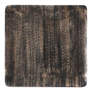 Plat décoratif carré en bois de manguier noir 25 cm
