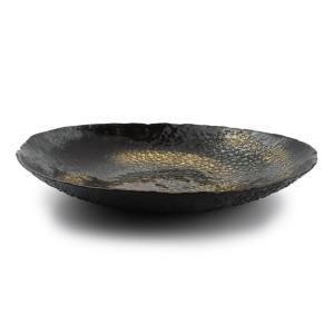 Plat décoratif or en verre 40xh7cm