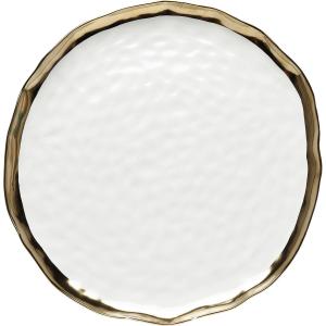 Plat en porcelaine blanche et dorée D31