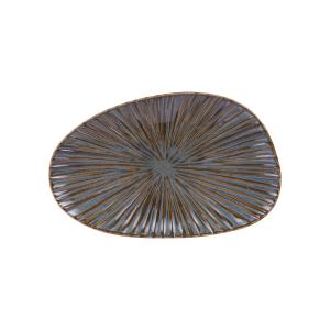 Plat organique Liv  26x16 cm bleu en porcelaine