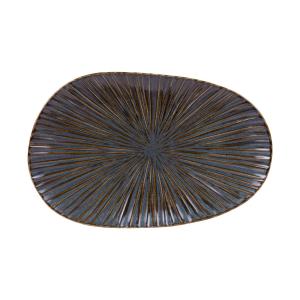 Plat organique Liv  31x20 cm bleu en porcelaine