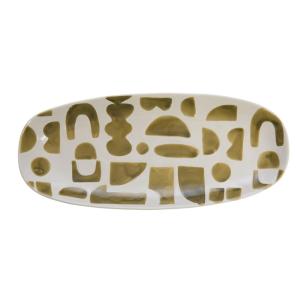 Plat ovale   blanc en grès