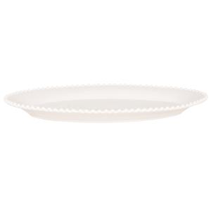 Plat ovale bord perles en faïence blanche