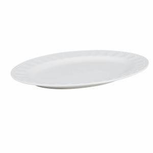 Plat ovale en porcelaine perlée blanche