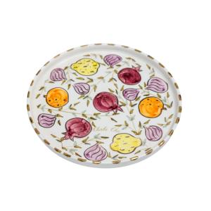 Plat rond en céramique motifs fruits D24CM